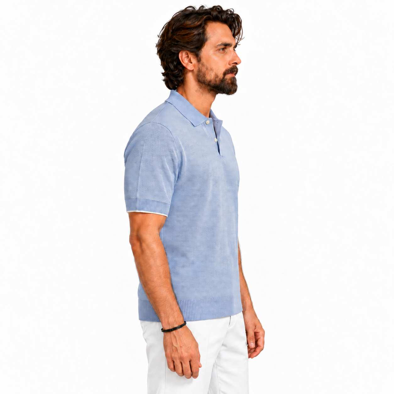 Contrast Knit Polo Shirt