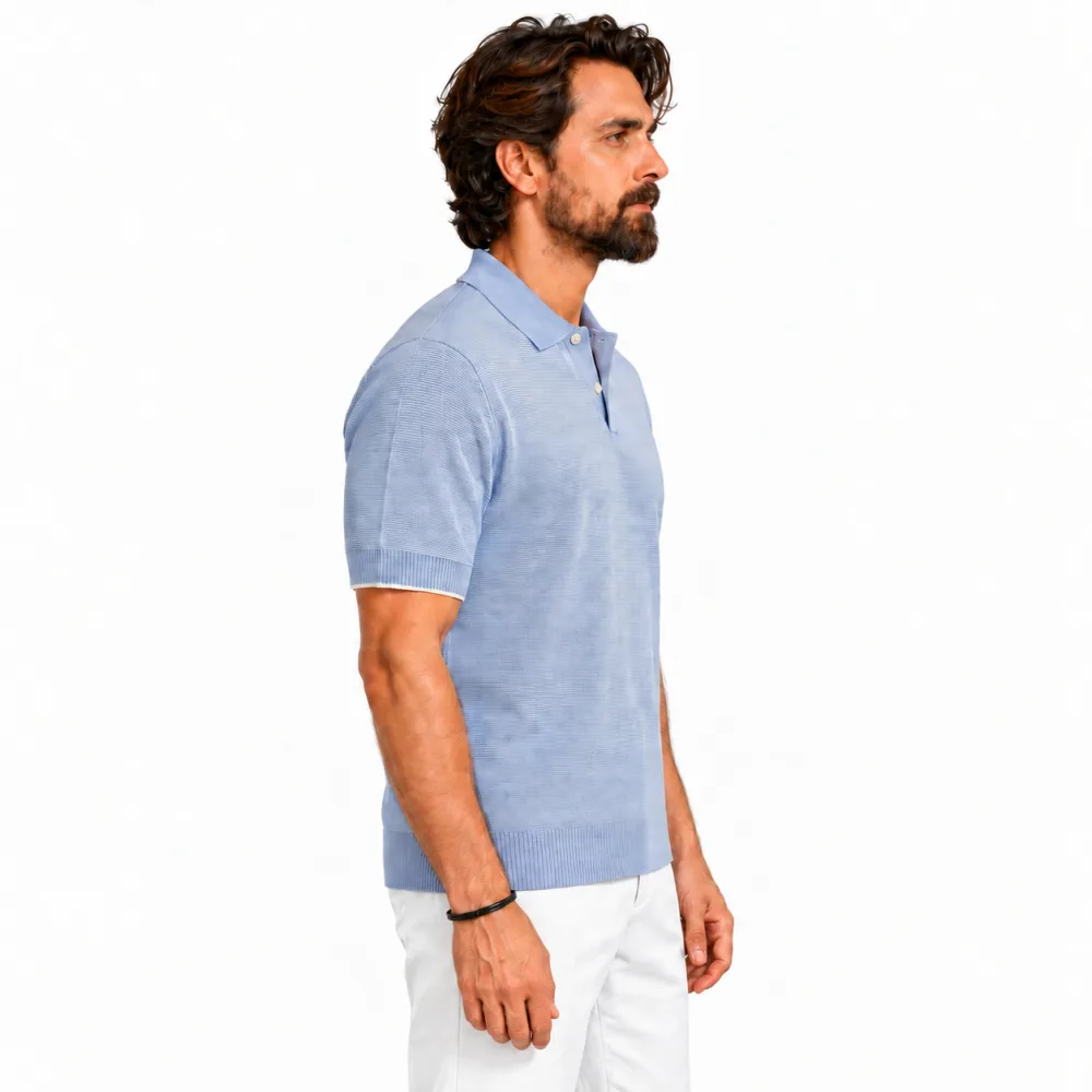 Contrast Knit Polo Shirt